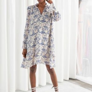& other stories cloud print ruffled wrap dress in yellow